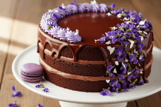 Chocolate Cake With Purple Accents