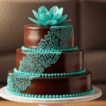 Chocolate Cake With Teal Accents