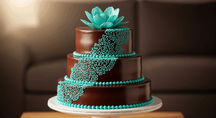 Chocolate Cake With Teal Accents