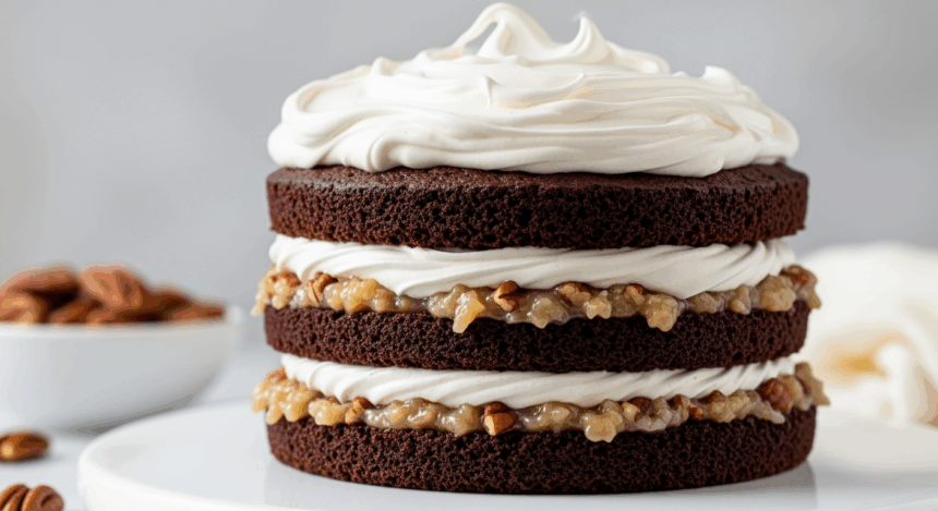 German Chocolate Cake With Swiss Meringue Buttercream