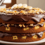 Easiest Coconut Banana Cake With Fudgy Chocolate Frosting.