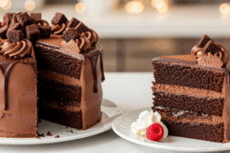 Chocolate Cake With Brownie Filling