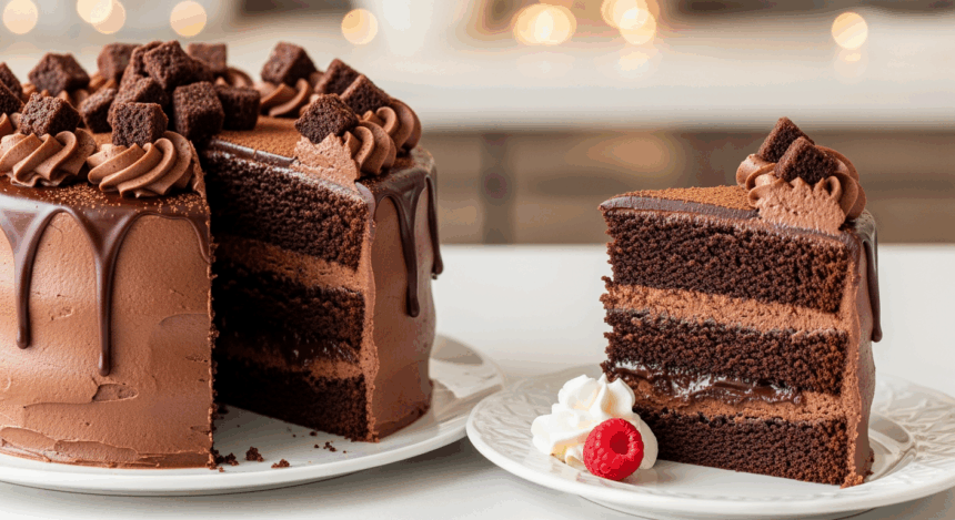 Chocolate Cake With Brownie Filling