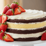 Chocolate And Vanilla Cake With Strawberries