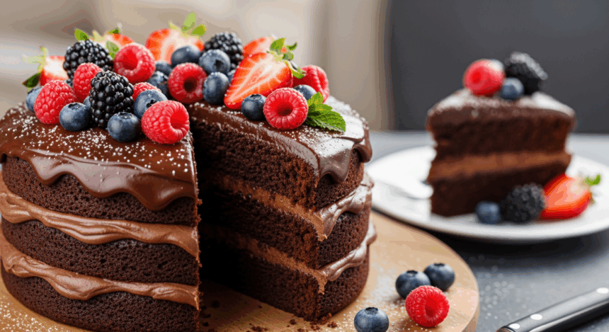 Vegan Chocolate Cake With Berries