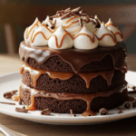 Chocolate Cake With Caramel And Whipped Cream