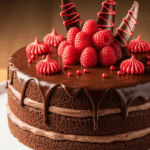 Chocolate Cake With Red Decorations