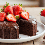 Chocolate Brownie Cake With Strawberries