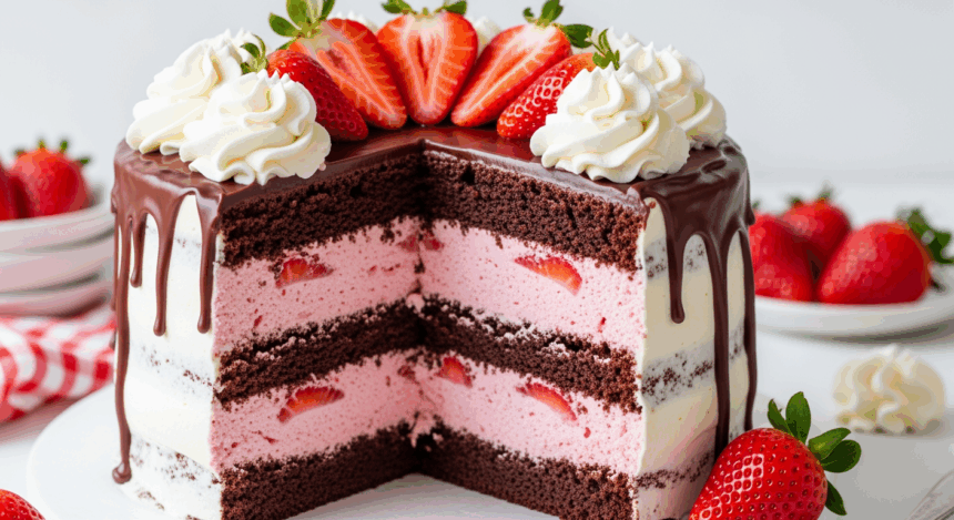 Chocolate Cake With Strawberry Mousse Filling