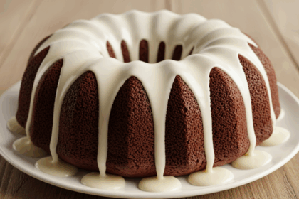 Chocolate Bundt Cake With White Glaze