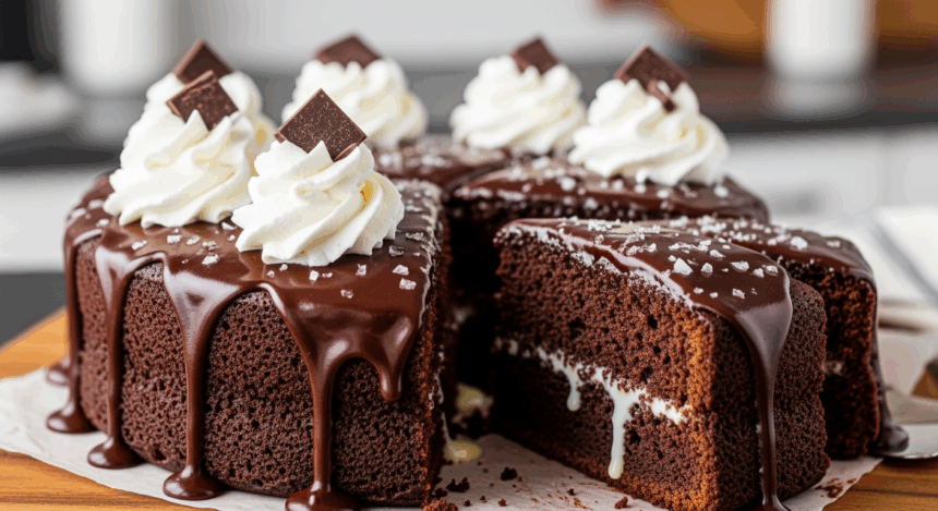 Chocolate Poke Cake With Ganache