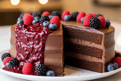 Chocolate Cake With Berry Sauce
