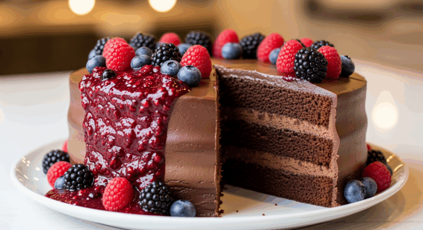 Chocolate Cake With Berry Sauce