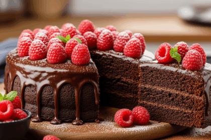 Easy Chocolate Cake With Raspberries