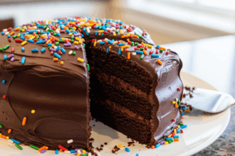 Chocolate Frosted Cake With Sprinkles