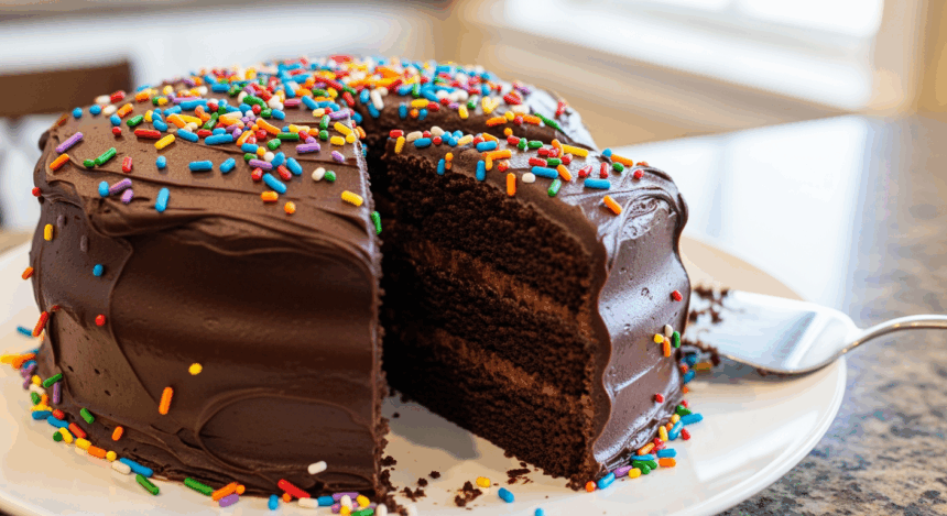 Chocolate Frosted Cake With Sprinkles
