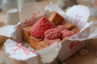 Red Cake In Bento Box