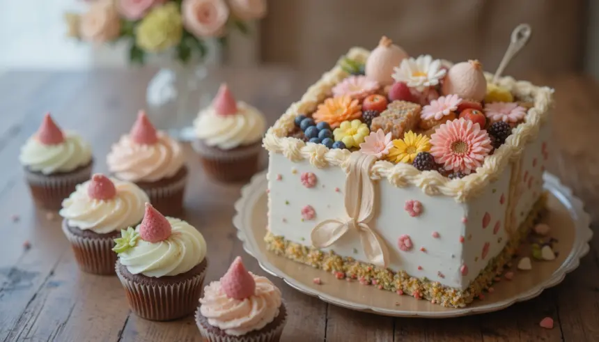 Bento Box Cake And Cupcakes