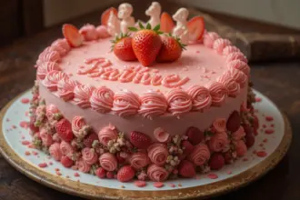 Strawberry Themed Birthday Cake
