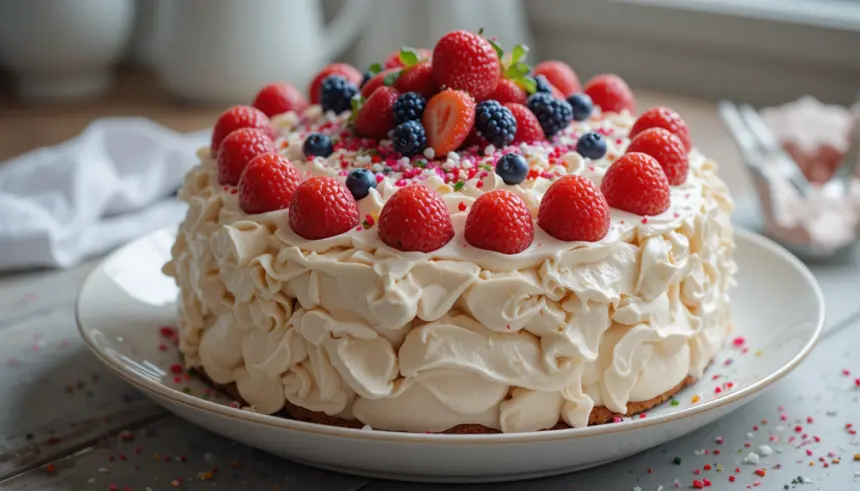 Pavlova Birthday Cake