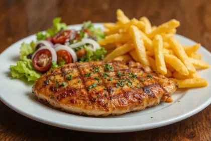 Chicken Breast With Fries And Salad