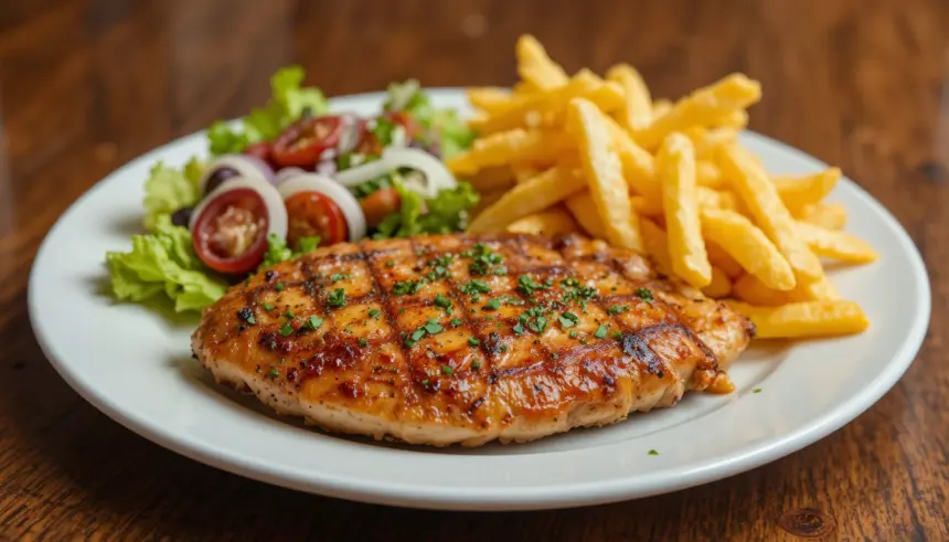 Chicken Breast With Fries And Salad