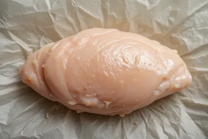 Raw Chicken Breast On Parchment Paper