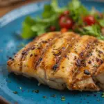 Grilled Chicken Breast On Blue Plate