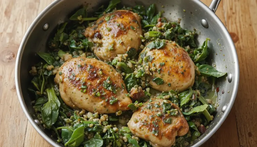Chicken Thigh Skillet With Spinach