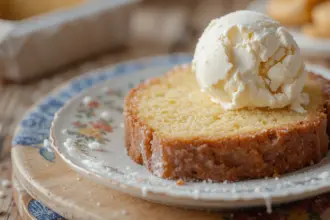 Slice Of Pound Cake With Ice Cream