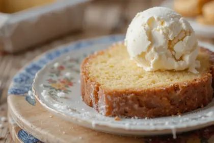 Slice Of Pound Cake With Ice Cream