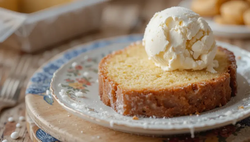 Slice Of Pound Cake With Ice Cream