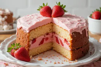 Strawberry Cream Cake With Pound Cake