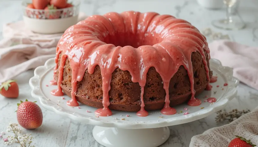 Strawberry Pound Cake With Strawberry Glaze