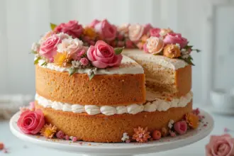 Victoria Sponge Cake With Flowers