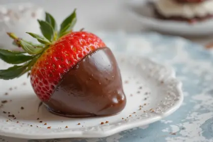 Chocolate-Dipped Strawberry With Cake
