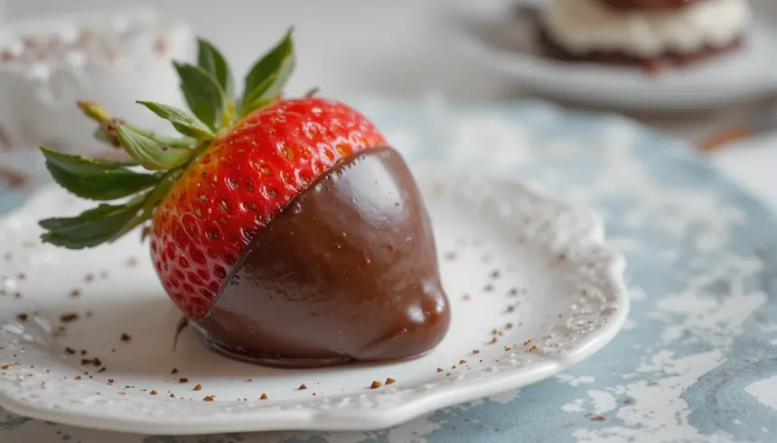 Chocolate-Dipped Strawberry With Cake