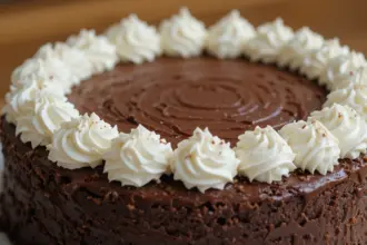 Chocolate Cake With Whipped Cream Border