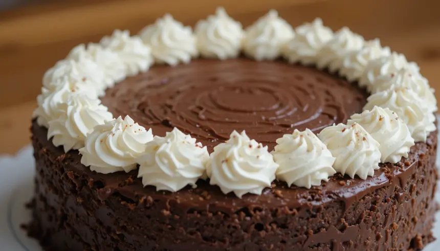 Chocolate Cake With Whipped Cream Border