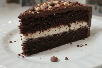 Chocolate Cake With Whipped Cream And Toppings