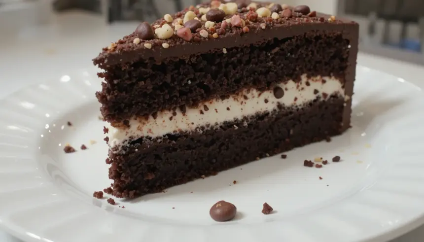 Chocolate Cake With Whipped Cream And Toppings