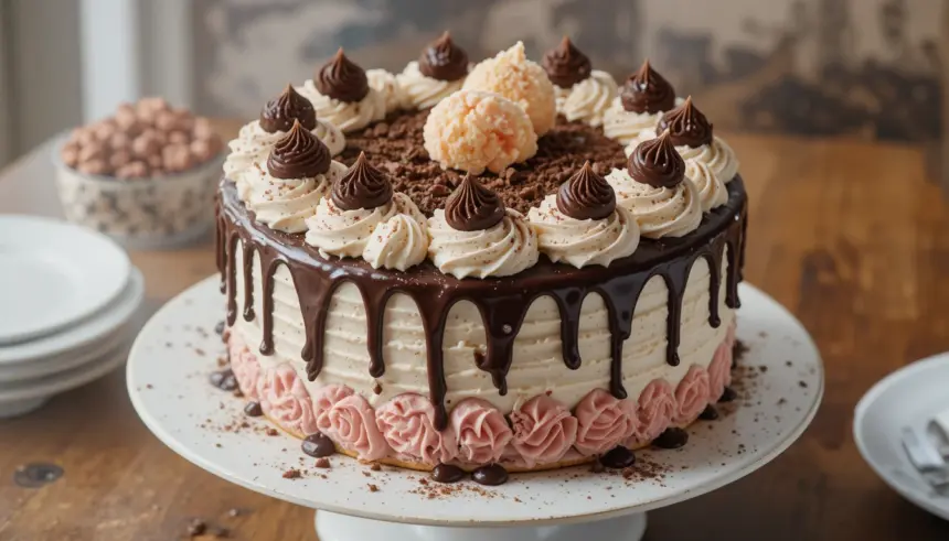 Ice Cream Cake With Chocolate Decorations