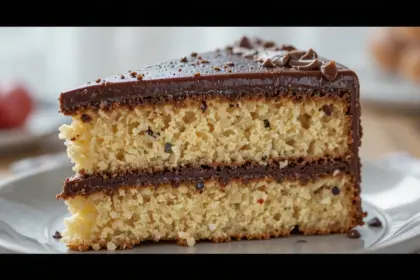 Slice Of Cake With Chocolate Frosting