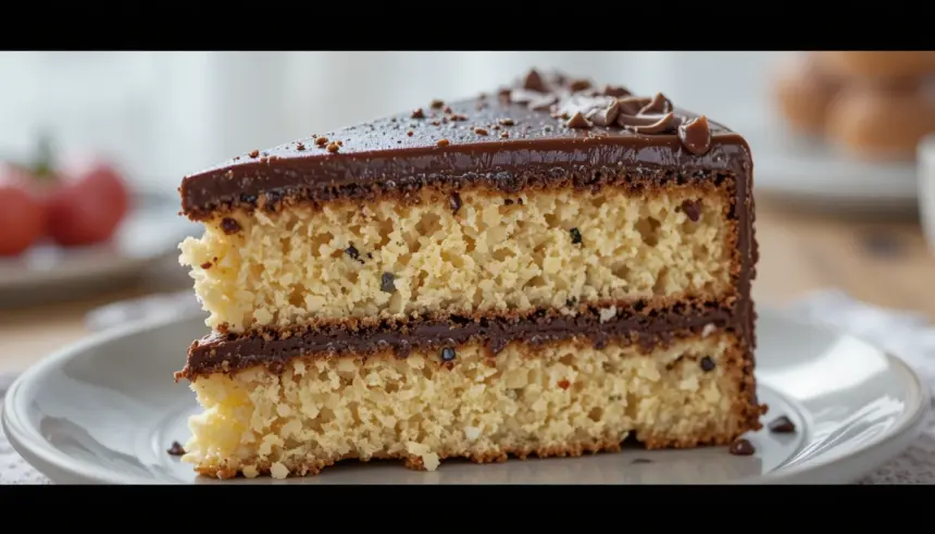 Slice Of Cake With Chocolate Frosting