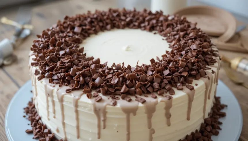 Decorative Cake With Chocolate Shavings