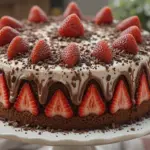 Strawberry Cake With Chocolate Shavings
