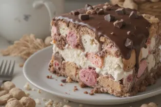 Homemade Ice Cream Cake With Chocolate Ganache
