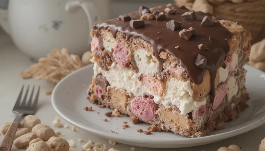 Homemade Ice Cream Cake With Chocolate Ganache