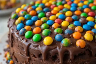 Chocolate Cake With Colorful M&M's
