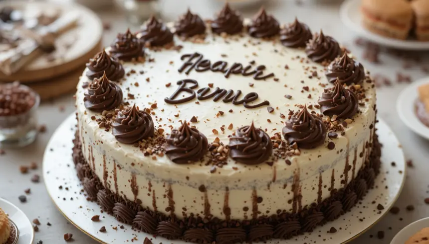 Round Cake With Chocolate Decorations